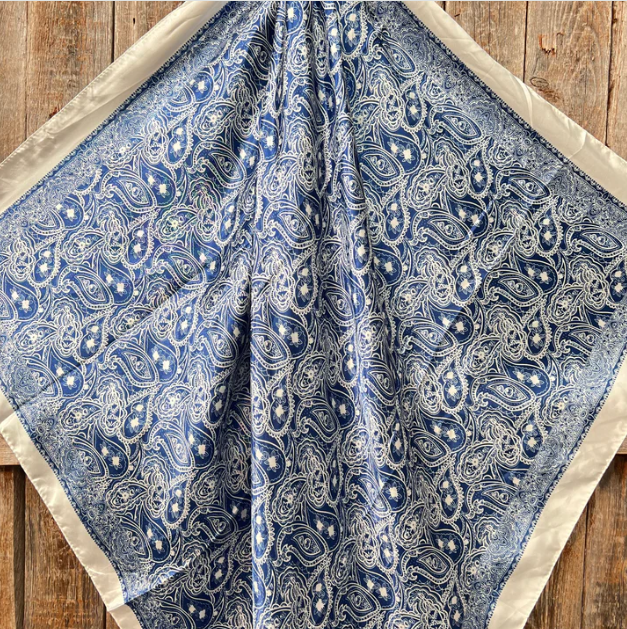 WR3403 Cowgirl Wild Rag Blue & White Paisley