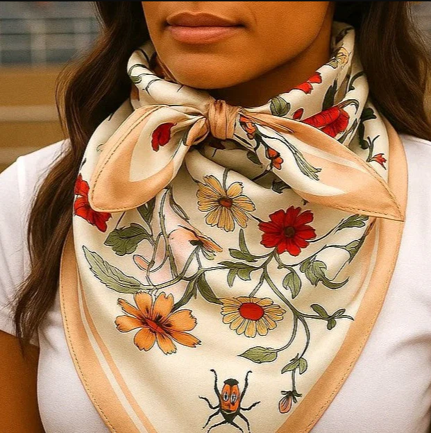 WR1012 Cowgirl Wild Rag Peach & Cream Tulips And Lillies – RAYVIEW