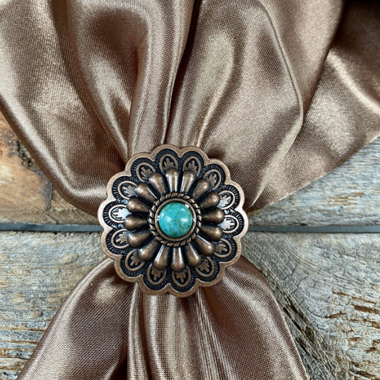 WRSW103L Wild Rag Slide Copper Scalloped Floral Pattern & Green