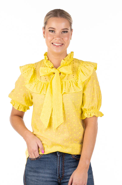 WL301-6 Hitchley & Harrow Wisteria Lane Yellow Ruffle Top