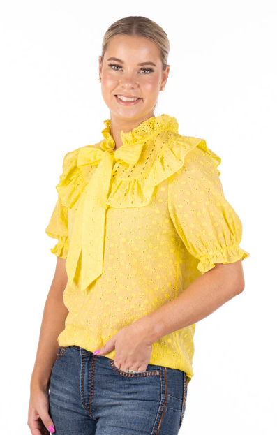 WL301-6 Hitchley & Harrow Wisteria Lane Yellow Ruffle Top