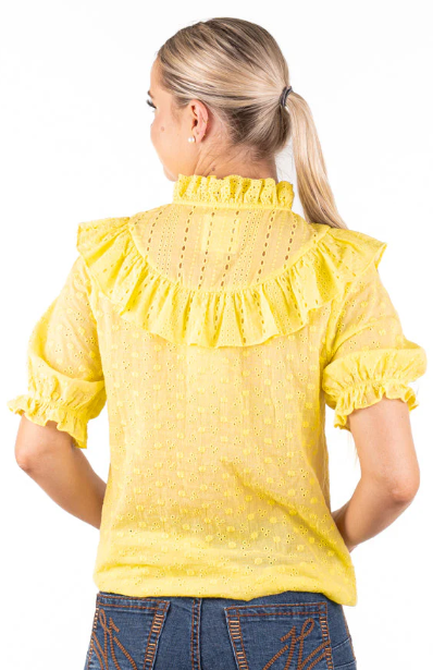 WL301-6 Hitchley & Harrow Wisteria Lane Yellow Ruffle Top