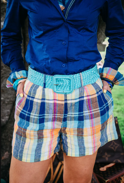 LS01-2005 Hitchley & Harrow LC Collection Blue Lemon Check Short