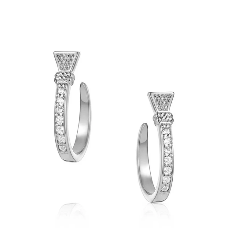 ER6325 Montana Silversmiths Horseshoe Nail hoop earrings