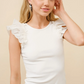 34862TWHITE    Ruffle fitted Top White