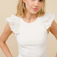 34862TWHITE    Ruffle fitted Top White