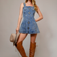 23466DMEDWASH   Studded western buckle denim dress