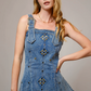 23466DMEDWASH   Studded western buckle denim dress