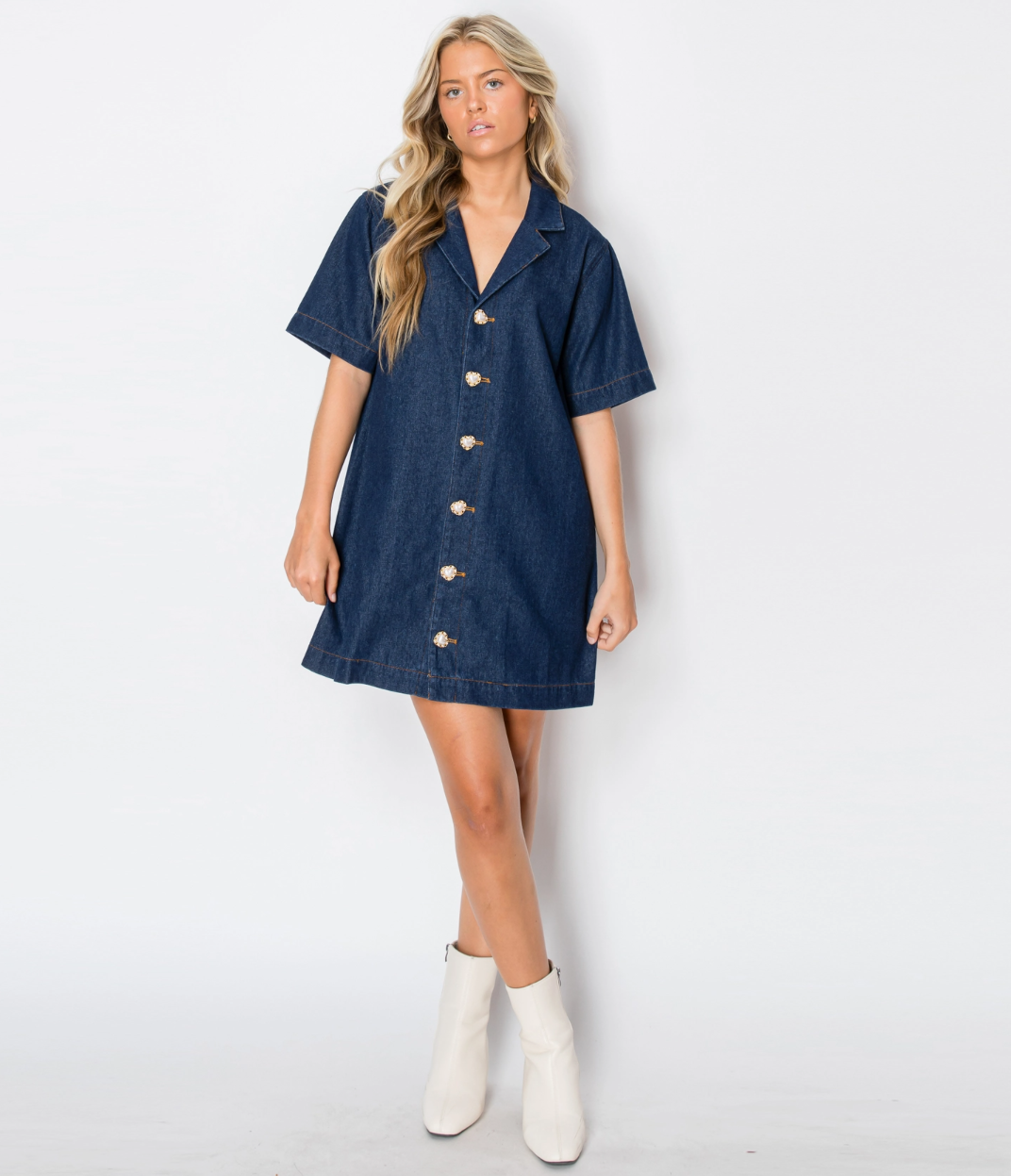 LWD2547 Denim shirts mini dress