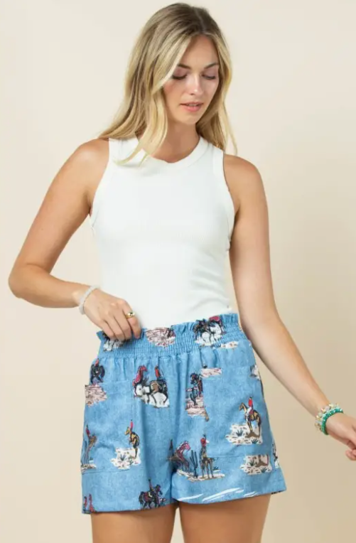 AP1312-MARA  Western print shorts