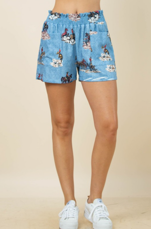 AP1312-MARA  Western print shorts