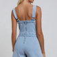 W4442 Denim romper with button down detail