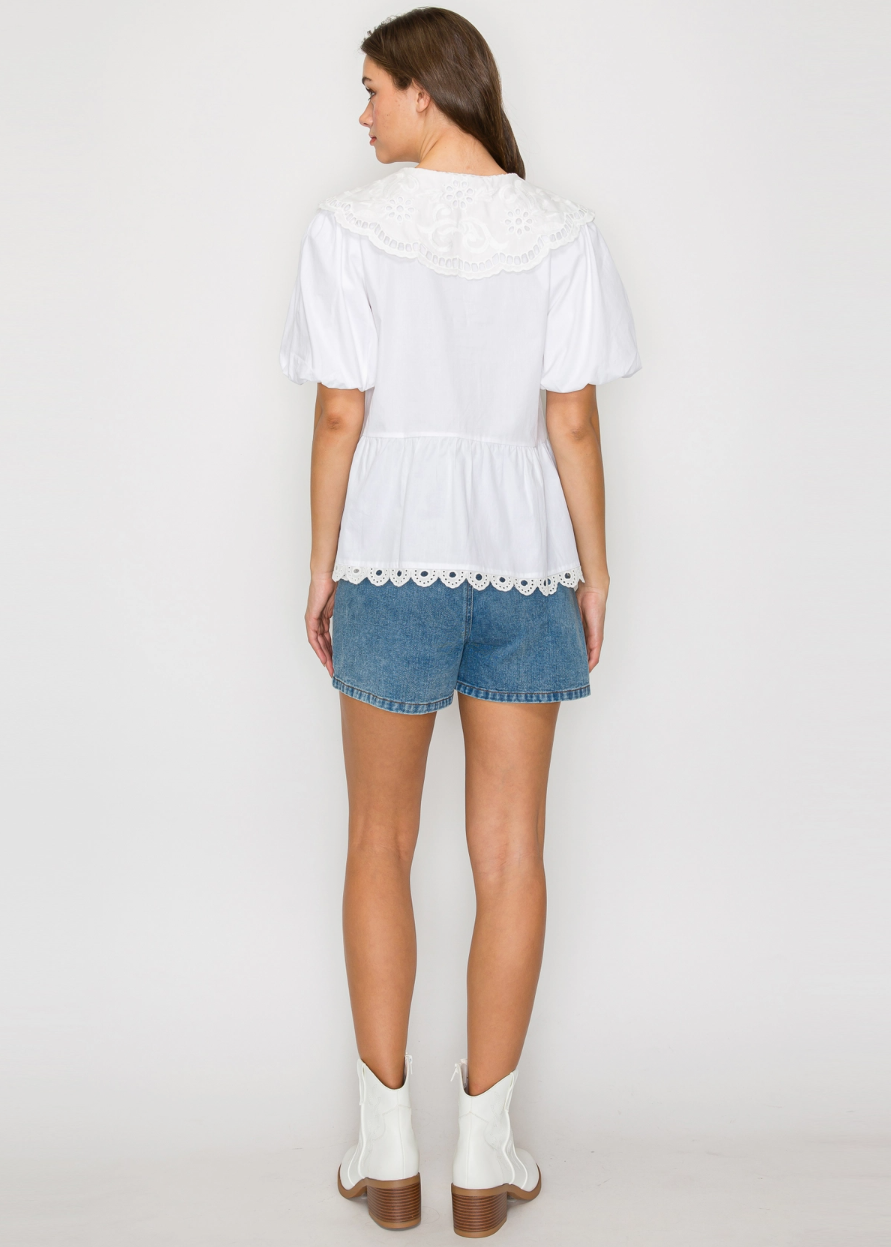 LWT2050  Lace Peplum Top