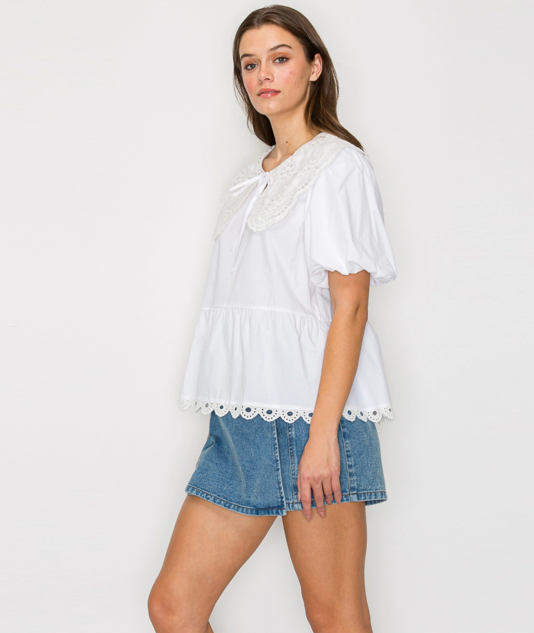 LWT2050  Lace Peplum Top