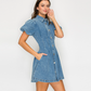 LWD3385 Denim bubble sleeve dress