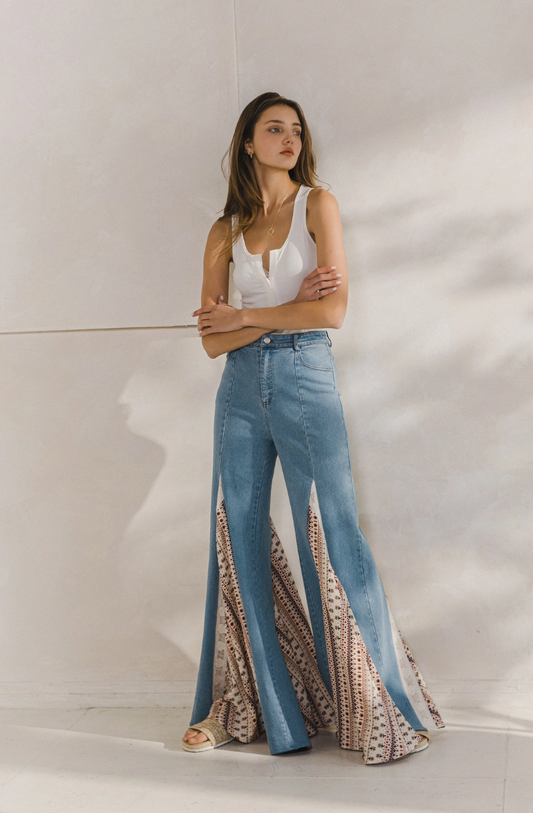 2481PIC  Light Denim Lace flares
