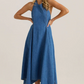 20247DWSS Fernanda Halter Denim Dress - Classic Blue Wash