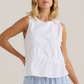 20251TWSS Elin Gathered Tie Top - White