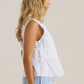 20251TWSS Elin Gathered Tie Top - White