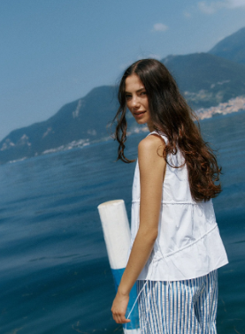 20251TWSS Elin Gathered Tie Top - White