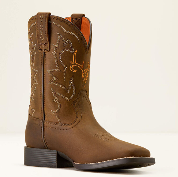 10074193 Ariat Kid's Deer Ridge West Distressed Brown