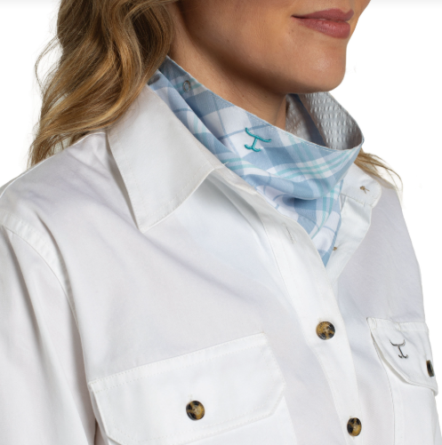 SCF2617 Just Country Carlee Double Sided Scarf Bluebell & White Plaid/Arctic Ice