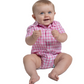 IWSS2609 Just Country Infant Frankie Short Sleeve Full Button Jumpsuit Pink Lemonade & White Check