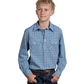 BWLS2601 Just Country Boy's Brayden Half Button Workshirt Marine Blue/Navy & White Plaid