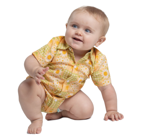 IWSS2625 Just Country Infant Frankie Short Sleeve Full Button Lemon Daisies