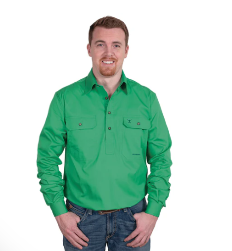 10101IVY Just Country Men's Cameron 1/2 Button Workshirt Ivy Green