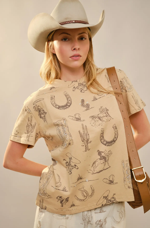 EC81189 Western Graphic Tee Sand