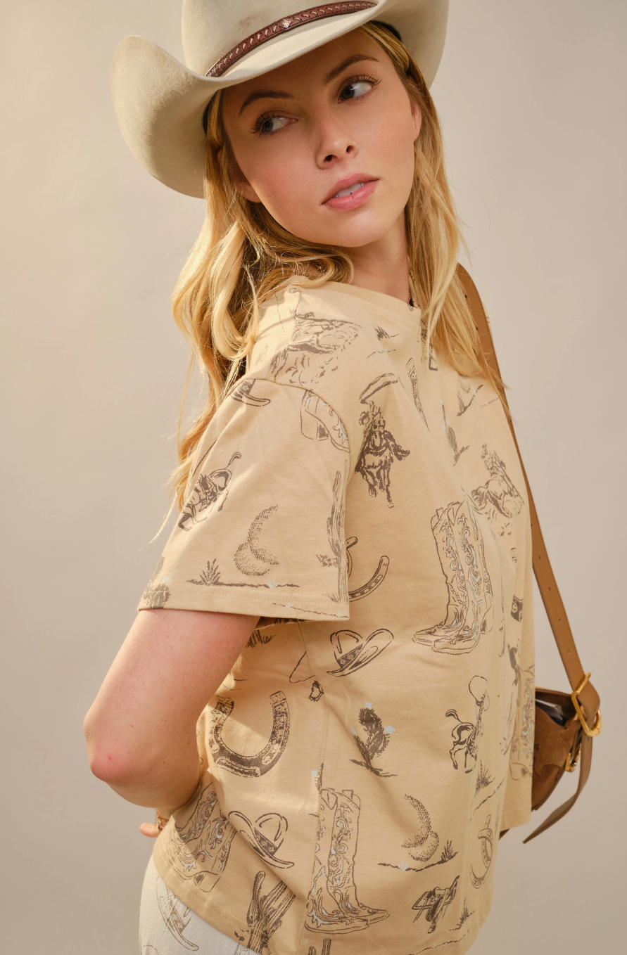 EC81189 Western Graphic Tee Sand
