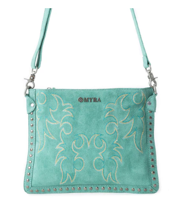 S-12880 Texas Rose Western Embroidered Leather Bag Turquoise