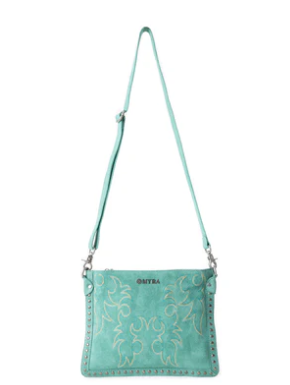 S-12880 Texas Rose Western Embroidered Leather Bag Turquoise