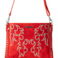 S-12880 Texas Rose Western Embroidered Leather Bag Red