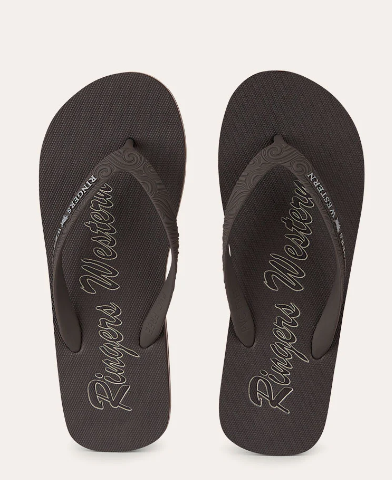 125086RW-BLK/GR Ringers Western Men's Combi Thong Black & Grey