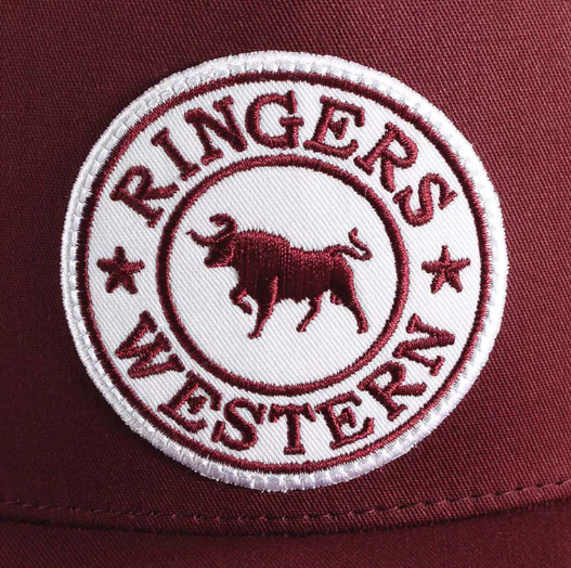 171120006-BU-BUWH Ringers Western Signature Bull Trucker Cap Burgundy & White