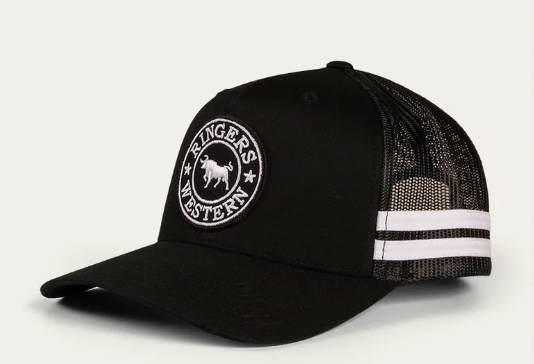 722038RW-BLK/WHT Ringers Western McCoy Trucker Cap Black & White