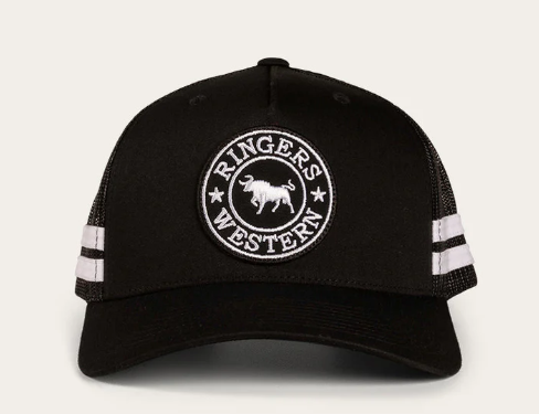 722038RW-BLK/WHT Ringers Western McCoy Trucker Cap Black & White