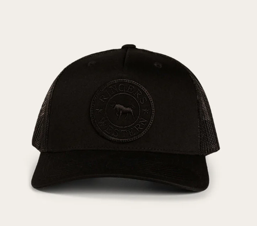 171120006-BLK/BLK Ringers Western Signature Bull Trucker Cap Black/Black