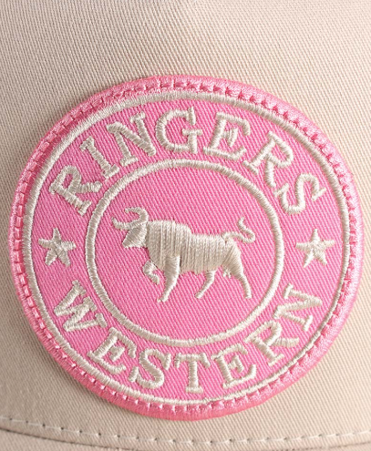 171120006-BOBO-PIBO Ringers Western Signature Bull Trucker Cap Bone & Pink