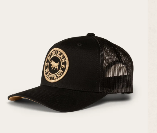 420257RW-BLK/GLD Ringers Western Kid's Signature Bull Trucker Cap Black & Gold