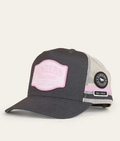424030RW-BP/CHC Ringers Western Country Club Deep Fit Trucker Cap Ballet Pink/Charcoal
