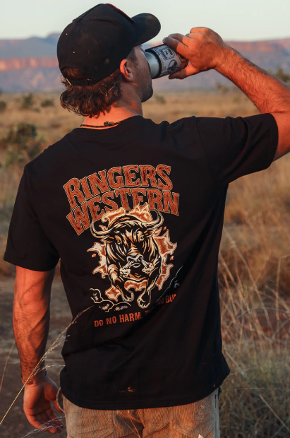 124067RW-BLK Ringers Western Men's "Do No Harm Take No Bull" T-Shirt
