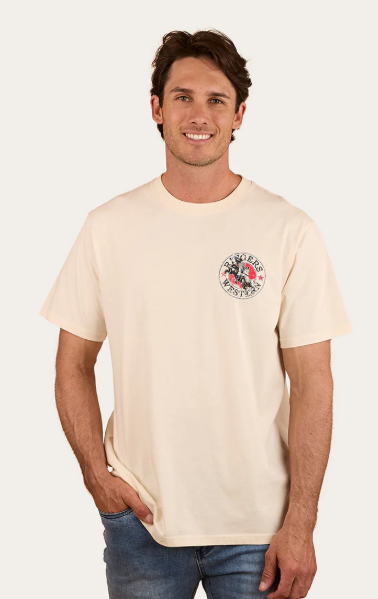 124069RW-OWH Ringers Western Men's Bucking Bull Tee Off White
