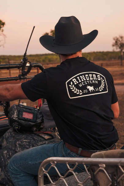124073RW-BLK/WHT Ringers Western Men's Wheatbelt Tee Black