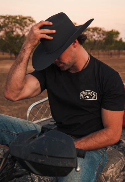 124073RW-BLK/WHT Ringers Western Men's Wheatbelt Tee Black