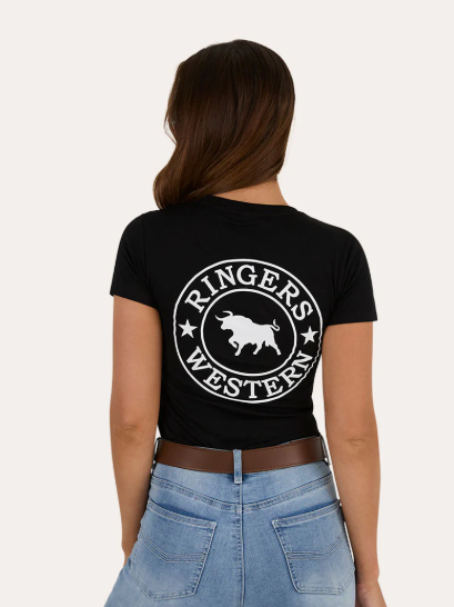 225092RW-BLK/WHT Ringers Western Women's Classic Tee Black & White