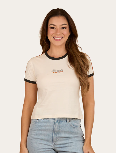 225060RW-OWH/ORG Ringers Western Women's Mae Tee Off White & Orange