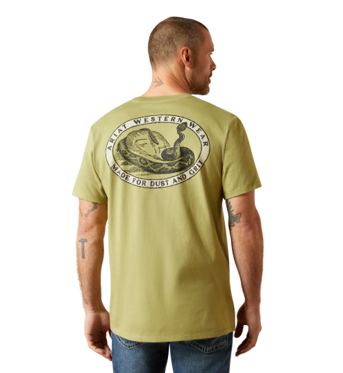 10065894 Ariat Men's Rattler Warnings Tee Tent Green